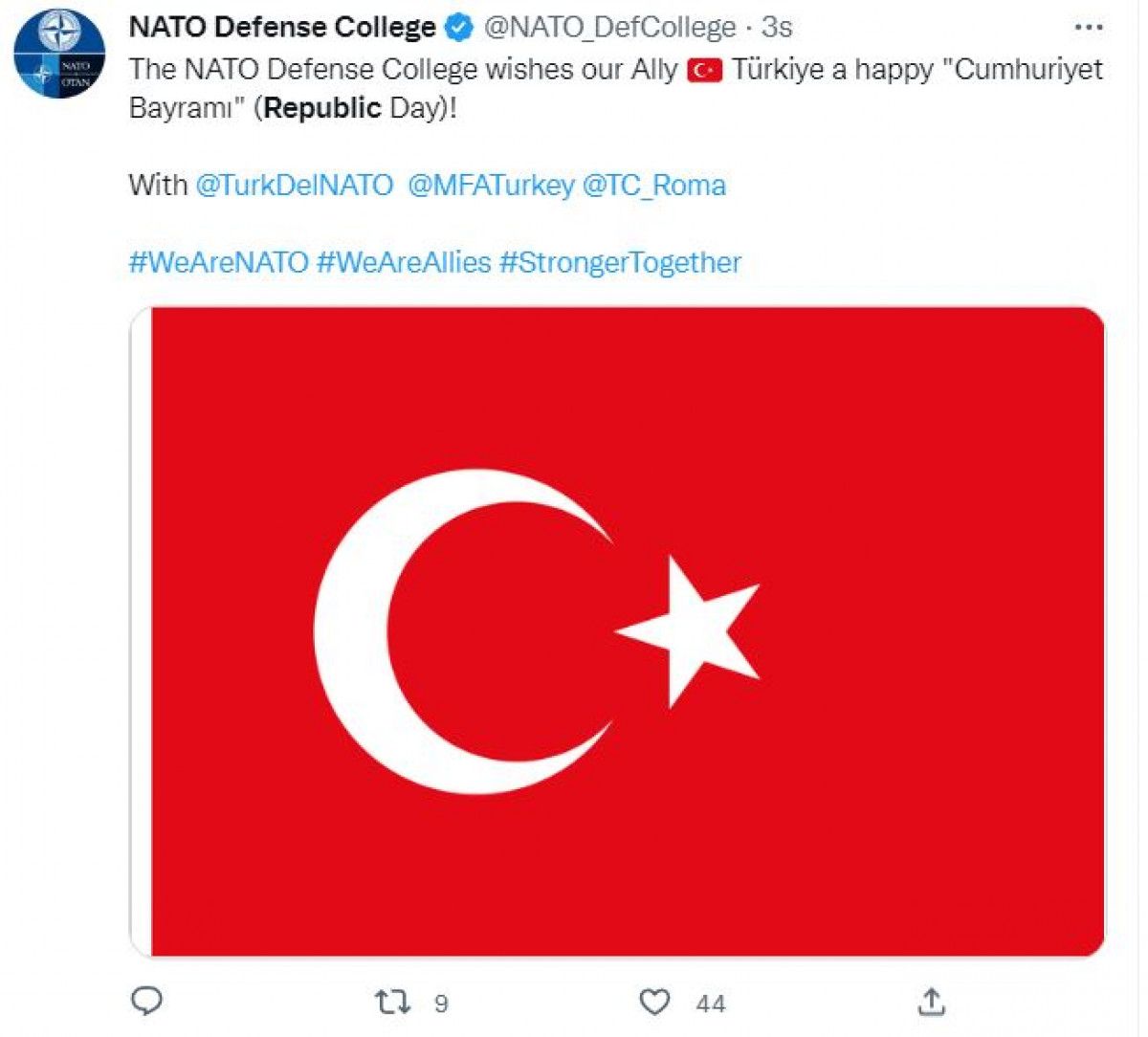 Dünyadan Türkiye'ye Cumhuriyet Bayramı kutlamaları #9