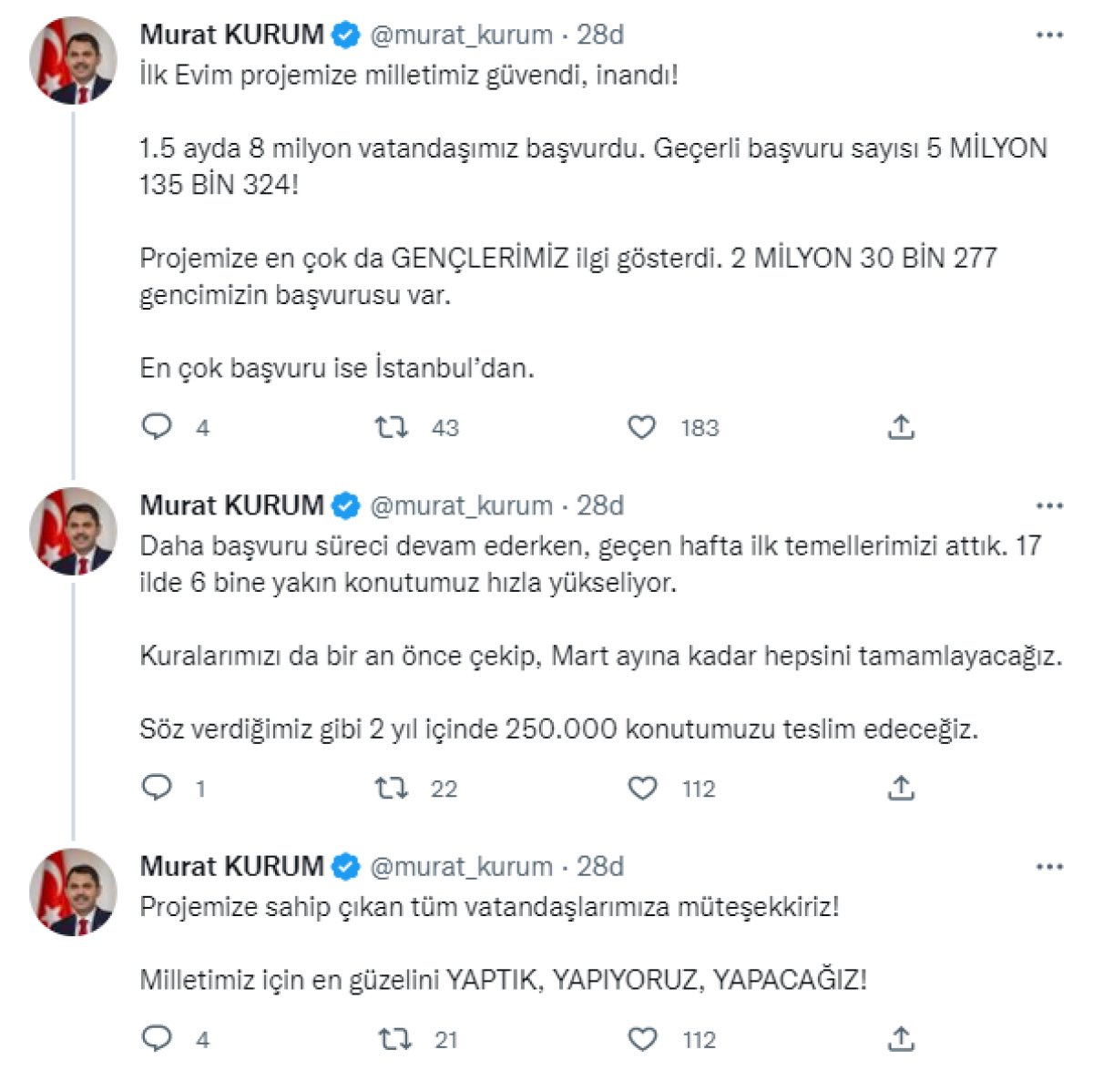 Murat Çorum: İlk projemiz #4 için 1,5 ayda 8 milyon talep