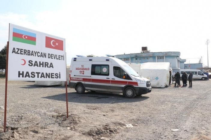 Azerbaycan'ın Kahramanmaraş'ta kurduğu sahra hastanesi